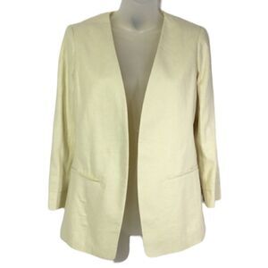 NEW Ann Taylor linen open front natural cream ivory blazer coat jacket NWT 00